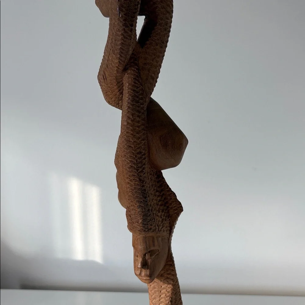 Hand Carved Wood Tribal Totem Statue - Picture 5 of 13